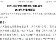 川大智胜：2024年预计亏损4900万元-6300万元 同比减亏63.30%-74.46% 公司股票可能被实施退市风险警示